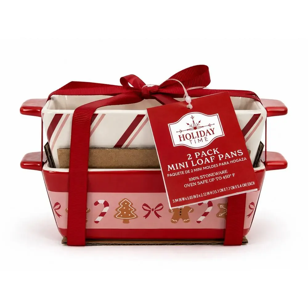 NWT Holiday Time Christmas Gingerbread Mini Loaf Pans Set of 2